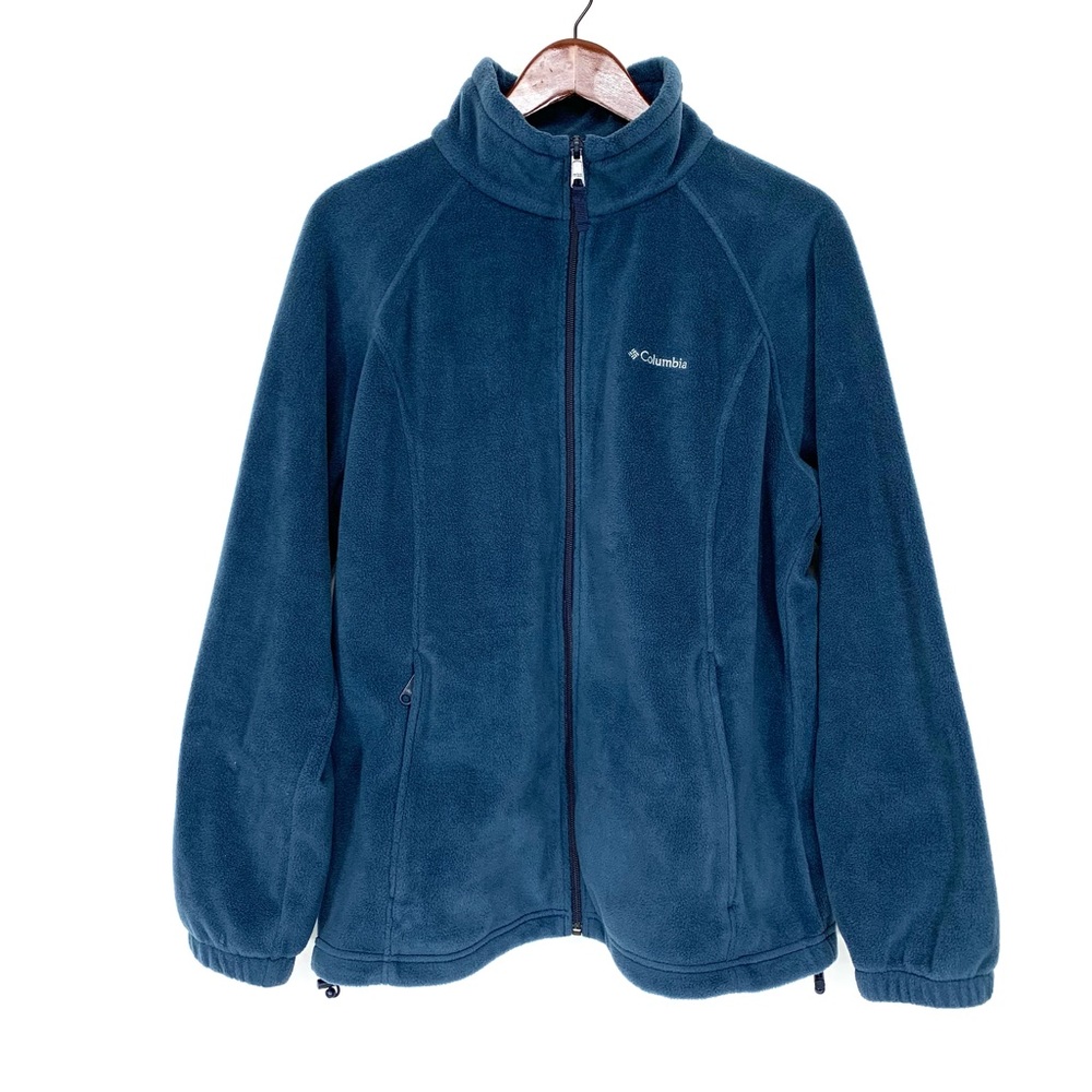 Columbia Steel Blue Full Zip Fleece Sweatshirt Gorpcore Shacket Size 1X